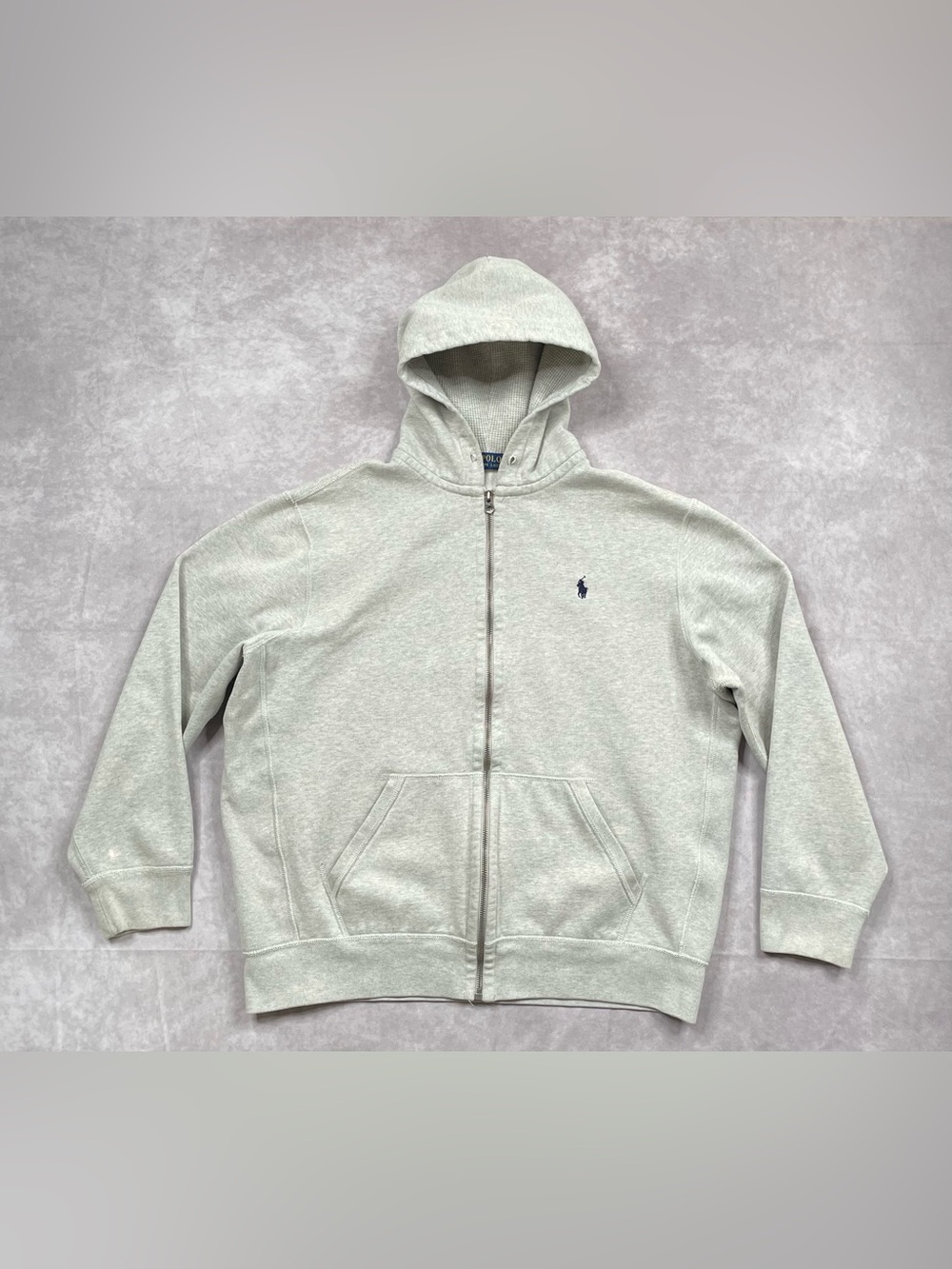 Polo Ralph Lauren Hoodie Men's XL Gray Fleece Thermal Hoodie Full Zip Casual